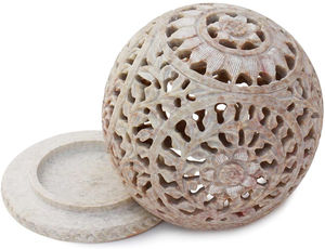 شاي سيراميك حامل مصباح اليد منحوتة حامل شمع حامل مصباح المجال على شكل مصنوعة من الحجر الأملس معقد مع Tendril مخرمة - Product Image 2