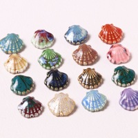Nouveau 25*28mm coloré en céramique argile perlée breloque à la main Graffiti coquille perles pour collier à faire soi-même Bracelet bijoux accessoires