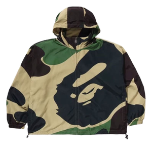 Custom Unisex Green Camo Hooded Windbreaker Zip-Up Outdoor Jacket Windproof Hooded Jacket Embroidery Fleece Warm Jersey 2026 - Product Image 1