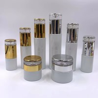 Ensemble d'emballage de luxe pour soins de la peau : Flacon pompe en verre blanc nacré pour lotion 20ml 30ml 50ml 100ml 120ml et pot de crème visage 30g 50g 100g