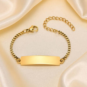 Nuovo stile <span class=keywords><strong>oro</strong></span> 18k in acciaio inox e bracciale identificativo personalizzato formato adulto e formato bambino bambino compleanno & natale gioielli regalo per le donne - Product Image 5