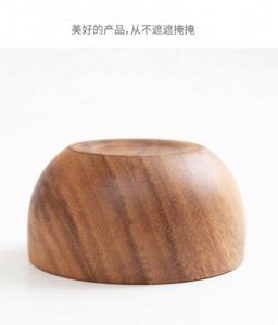 Bol en bois massif, naturel, classique, grand, rond, en bois d'acacia, pour salade, soupe, repas, écologique, ustensile de cuisine en bois de qualité supérieure - Product Image 6