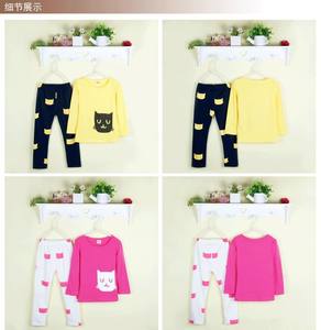 Conjunto de Ropa de Punto para Niñas, Camisa Casual de Manga Larga y Pantalones con Diseño de Gato, 2017 - Product Image 4