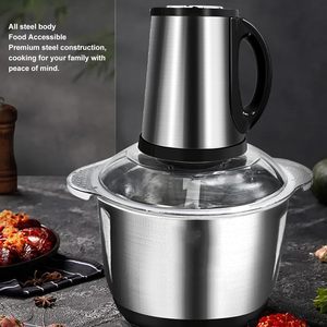 Procesador de Alimentos Multifunción, Picadora de Carne Eléctrica de Acero Inoxidable 2L/3L/5L, Motor de Cobre Puro, Apto para Coche y RV, para Uso Doméstico y Vegetales - Product Image 3