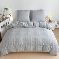 Ensemble de couvre-lit trois pièces en polyester gris à bulles pour toutes les saisons européennes, 100% polyester, lavable en machine
