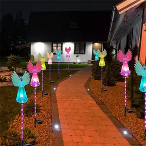 Begraafplaats Graf Decoratie Zonne-Engel Lichten Kleurrijke Veranderende Tuin Engel Paal Solar Licht Decoracion De Navidad