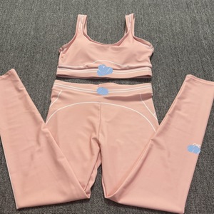 Conjunto de Ropa Deportiva de Yoga para Mujer, Transpirable, de Spandex/Algodón, Cintura Alta, Ajustado, Cuello Redondo, Color Nude - Product Image 3