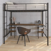 Lit superposé moderne et minimaliste pour chambre à coucher, avec bureau intégré, lit simple supérieur, lit double, structure en fer, lit à deux niveaux haut et bas