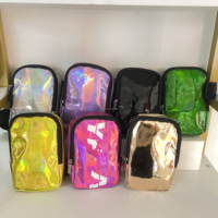 Sac de jambe holographique en PU avec fermeture éclair, étanche, transparent pour téléphone, sacoche de cuisse réglable pour fête musicale