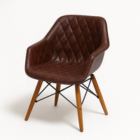 Chaise de salle à manger moderne en cuir véritable, bois et fer, avec assise en cuir véritable couleur naturelle, pour la maison, les meubles, les bars et les restaurants