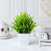 Plantes artificielles miniatures en pot, fausse verdure, petits bonsaïs avec pot en plastique, décoration de bureau, fausse herbe, vente en gros d'usine