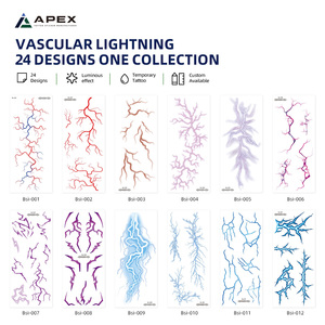 Tatuaje Temporal Personalizable Estilo Coreano que Brilla <span class=keywords><strong>en</strong></span> la Oscuridad, 24 Diseños, Circuito Vascular Luminoso, Adhesivo <span class=keywords><strong>para</strong></span> Cara/Debajo de los Ojos - Product Image 2