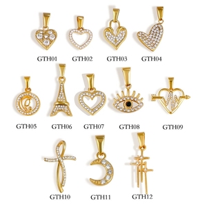 18K oro placcato titanio acciaio zircone ciondolo in acciaio inox diamante luna cuore occhio <span class=keywords><strong>Effel</strong></span> <span class=keywords><strong>torre</strong></span> ciondoli per il DIY - Product Image 4