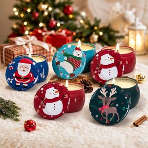 Juego de Regalo de Velas Aromáticas Navideñas Oshine, Paquete de 4 Velas de Cera de Soya Natural en Lata para Decoración Navideña del Hogar - Product Image 1