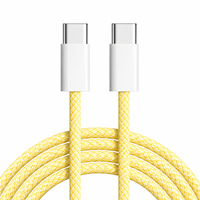 Câble USB-C jaune 60W à charge rapide, câble Type-C vers Type-C, tressé en nylon, cuivre pur, cordon de données, usine de Yiwu