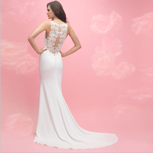 Robe de mariée Sexy en dentelle blanche unie avec traîne - Product Image 4