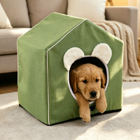 Tierbett-Höhle für Hunde und Katzen, geschlossenes Indoor-Tierbett, tragbares Haustier-Schlafsofa in Hausform, abnehmbar und waschbar