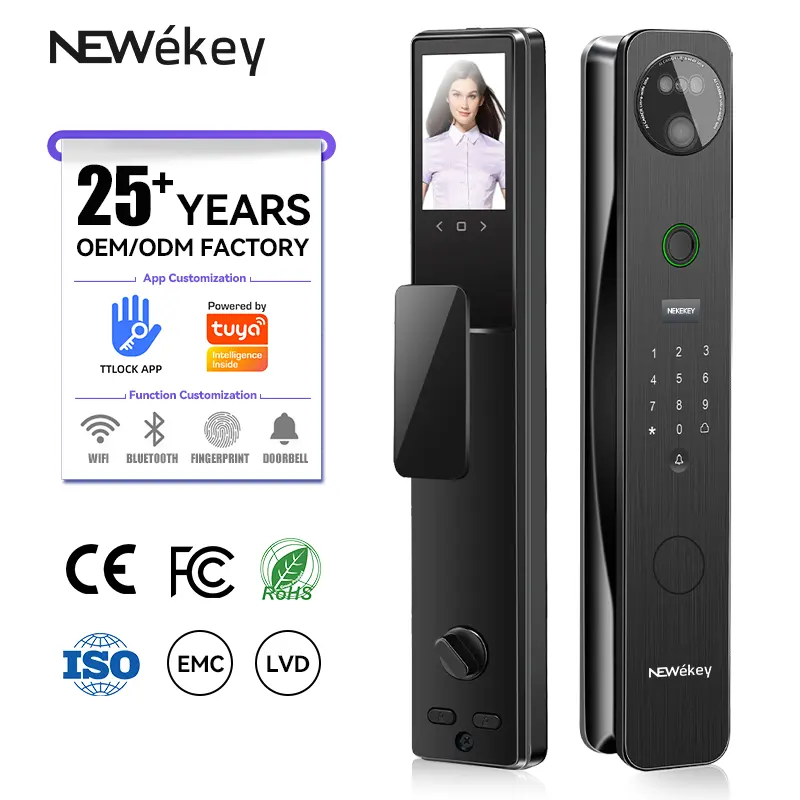 نمط جديد ذكي من تطبيق NeweKey Tuya! قفل رقمي آمن بقاعدة المفتاح وبصمة الإصبع قفل ذكي خارجي