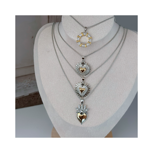 Colliers de pendentifs élégants <span class=keywords><strong>et</strong></span> classiques en forme de cœur <span class=keywords><strong>et</strong></span> de cercle multistyle couleur argent Bijoux au design exquis pour une tenue de fête quotidienne - Product Image 1