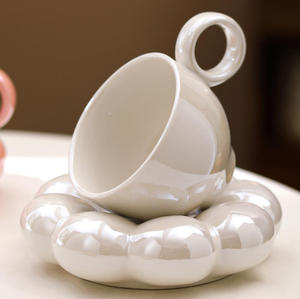 Bộ cốc cà phê hoa hướng dương họa tiết thiên thần hoa văn hiện đại, tráng men ngọc trai, thuộc bộ sưu tập Macaron dễ thương, dùng để pha cà phê, trà. - Product Image 5