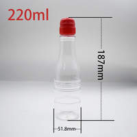 Bouteille en plastique PET personnalisée de 220 ml, 100 % matière vierge, avec bouchon à rabat en PP de 28 mm 28/410 pour bouteille en verre de kombucha