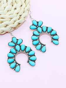 Pendientes de Turquesa con Diseño de Flor, Estilo Vaquero Occidental Vintage, Pendientes de Piedra - Product Image 3