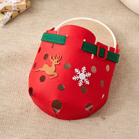 Structure d'escalade et griffoir pour chat en chanvre de Noël avec lit intégré - Conception durable sans peluches, design sécurisé, motif Père Noël et canne à sucre