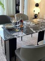 Table à manger en marbre, design européen français, luxe léger, moderne, italien, nordique, rétro, rectangulaire, pour petit appartement, hôtel, entrée