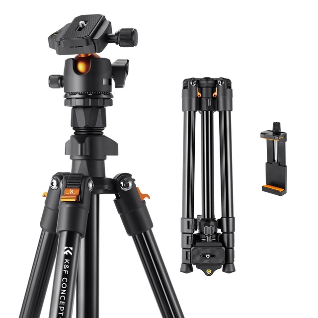 K234A0+BH-28L KF09.101V1 K&F Concept Travel Tripod Flexible Vlog Camera Tripod Portable Lightweight Tripod for DSLR Cameras