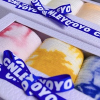 Chaussettes CNLEYOYO en gros, haute qualité, pour femmes et hommes, tendance, dégradé, teinture tie-dye personnalisée, ensembles de chaussettes de sport en coton, boîte cadeau