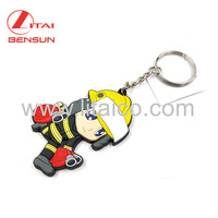 Porte-clés en PVC souple personnalisé, cadeau promotionnel OEM, porte-clés en caoutchouc 3D, porte-clés en PVC pour pompiers