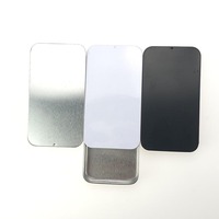Mini petit conteneur vide étui Portable pour savon menthe biscuit petite boîte en métal noir avec couvercles à charnière
