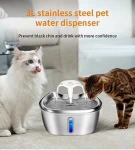 360 °   Fontaine à eau intelligente pour animaux de compagnie en acier inoxydable 3L, distributeur d'eau circulante pour chiens avec <span class=keywords><strong>filtre</strong></span> à 4 couches et mangeoire en forme de tête de chat - Product Image 5