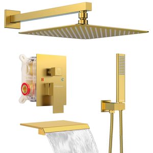 Bồn tắm vòi hoa sen đặt áp lực cao mưa tắm với phun cầm tay chải vàng chứa vòi hoa sen van và TRIM Kit - Product Image 1