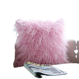 Capa de almofadas de pele longa para quarto e sala de estar, fronha de pelúcia macia e longa, capa de almofada rosa azul roxa quente