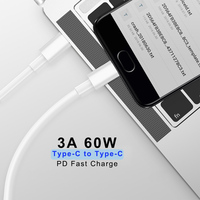 Cable de Carga Rápida TPE para Celulares, Tipo-C a Tipo-C, 1M, 3A, 60W, PD, para iPhone 17/16/15, Venta al Por Mayor