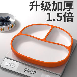 Bandeja de alimentación de silicona con forma de manzana para bebés, color naranja y blanco, de calidad alimentaria, sin BPA, con ventosa para niños de 0 a 12 meses - Product Image 4