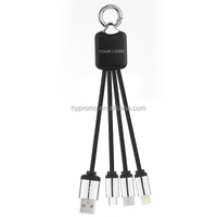 Cable de Carga de Nylon Trenzado con Luz LED, Cargador Rápido Múltiple 3 en 1, Cable USB para Teléfono, Regalo Promocional