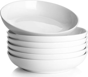 Ensemble de 6 bols blancs de 8,5 pouces, compatibles lave-vaisselle, pour pâtes, salades, soupes, fruits, assiettes de service - Product Image 1