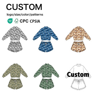 Conjunto Deportivo de Camuflaje para Niñas 2026, Sudadera de Manga Larga y Pantalones Cortos, Traje de Dos Piezas, Marca Privada, MOQ Bajo - Product Image 1