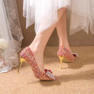 รองเท้าเจ้าสาวแบบส้นบาง ดีไซน์หรูหรา ราคาโรงงานถูก สำหรับงานแต่งงาน - Product Image 2