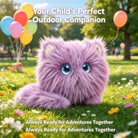 Peluche chat AI 2 couleurs, moelleuse, avec yeux LED animés, compagnon interactif multilingue chantant et racontant des histoires