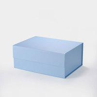 Boîte d'emballage cadeau élégante pour bébé, emballage de cadeau, robuste et pliable, bleu, avec cravate de ruban, 50 pièces