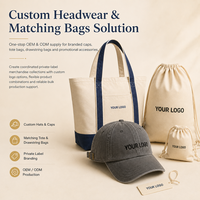 Casquette de baseball personnalisée OEM ODM, ensemble sac et chapeau, sac fourre-tout en toile, sac à dos à cordon, fabricant à service complet pour casquettes d'entreprise