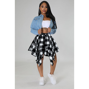 Precio <span class=keywords><strong>de</strong></span> fábrica: <span class=keywords><strong>Falda</strong></span> corta asimétrica a <span class=keywords><strong>cuadros</strong></span> para mujer <span class=keywords><strong>con</strong></span> detalle frontal <span class=keywords><strong>de</strong></span> <span class=keywords><strong>camisa</strong></span> y superposición <span class=keywords><strong>de</strong></span> <span class=keywords><strong>camisa</strong></span> adjunta, <span class=keywords><strong>con</strong></span> lazo en la cintura. - Product Image 4