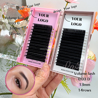 Extensions de cils individuels Volume Lash Trays, prix de gros, marque privée, style russe, 0.03 0.05, noir mat, velours cachemire