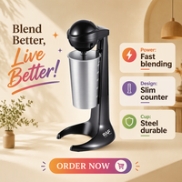 Mixeur à milkshake élégant de 450 ml avec boîtier en ABS - Mixeur électrique haute performance de 100 W pour les milkshakes épais, utilisation domestique et hôtelière