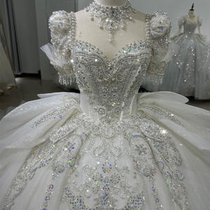 Jancember XS054 Robes de mariée de luxe à manches courtes et col carré - Product Image 1