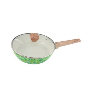 Sartén <span class=keywords><strong>Wok</strong></span> forjado con revestimiento de cerámica antiadherente Sartenes de aluminio con impresión de transferencia de agua de cocina con tapas - Product Image 4