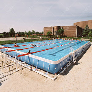 <span class=keywords><strong>Grande</strong></span> <span class=keywords><strong>piscine</strong></span> à cadre métallique rectangulaire, revêtement de bâche en PVC pour équipement de parc aquatique d'amusement - Product Image 2